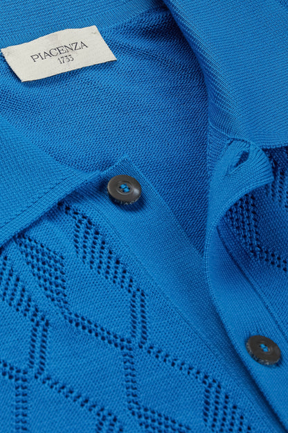 Camicia maniche corte crochet blu elettrico