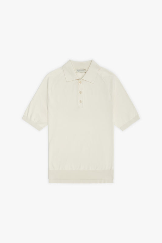 Cream short-sleeved polo shirt