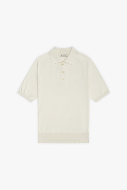 Cream short-sleeved polo shirt