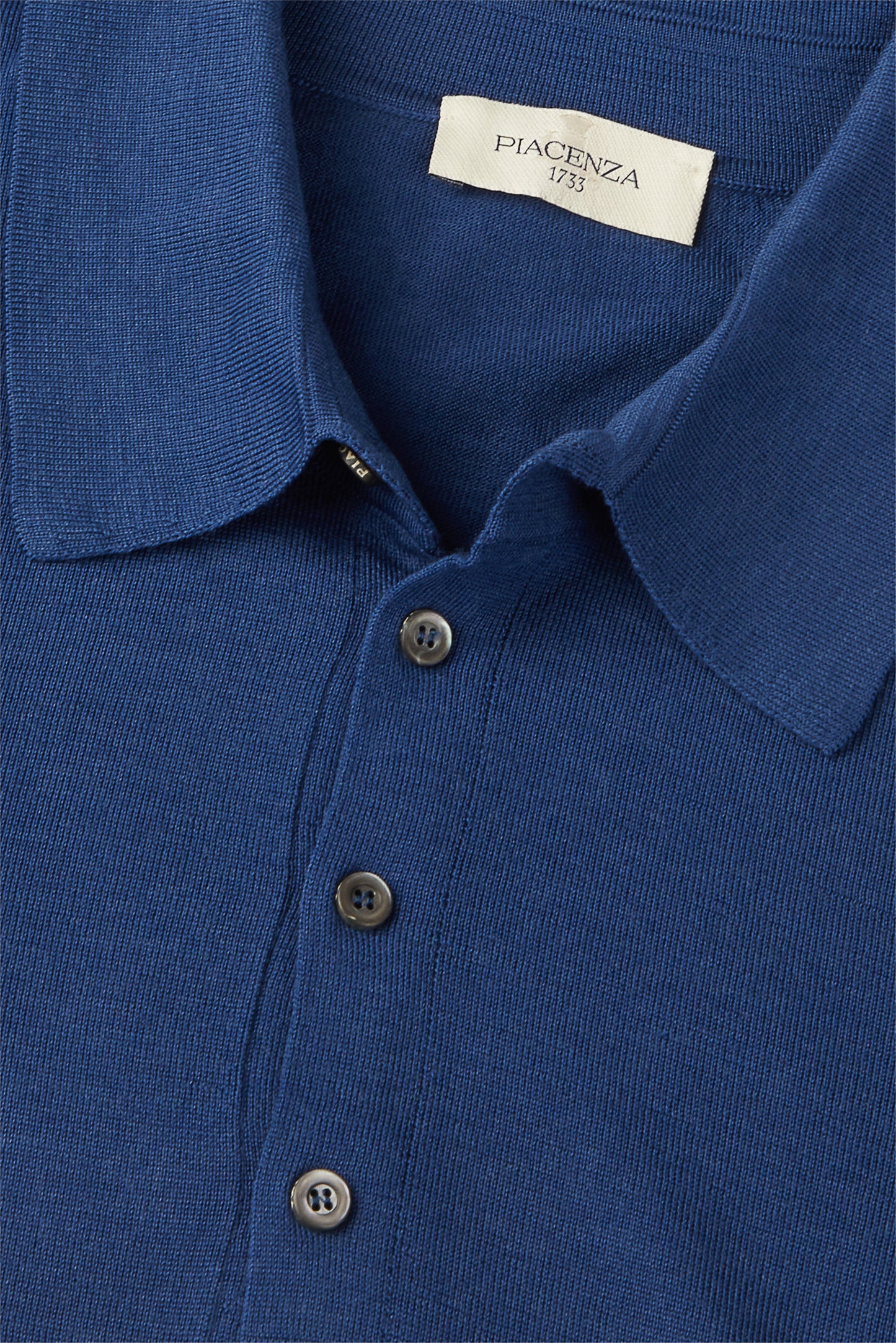 Super fine blue merino wool polo shirt
