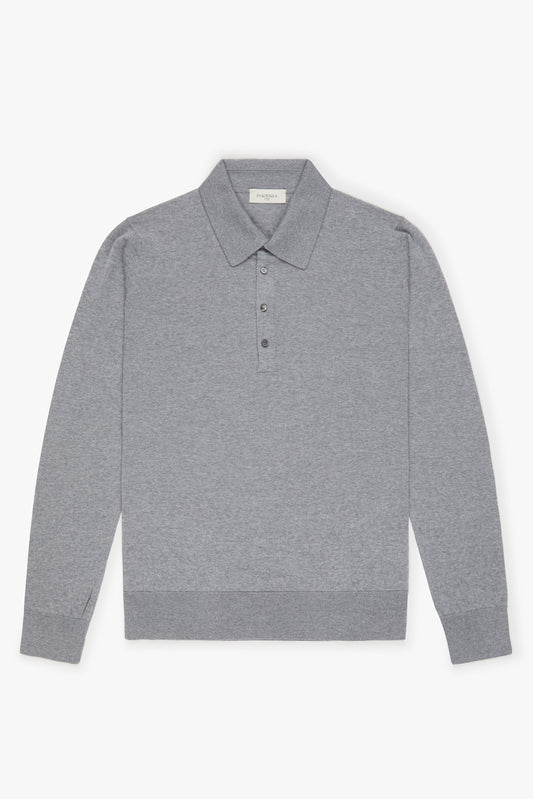 Light gray super fine merino wool polo shirt