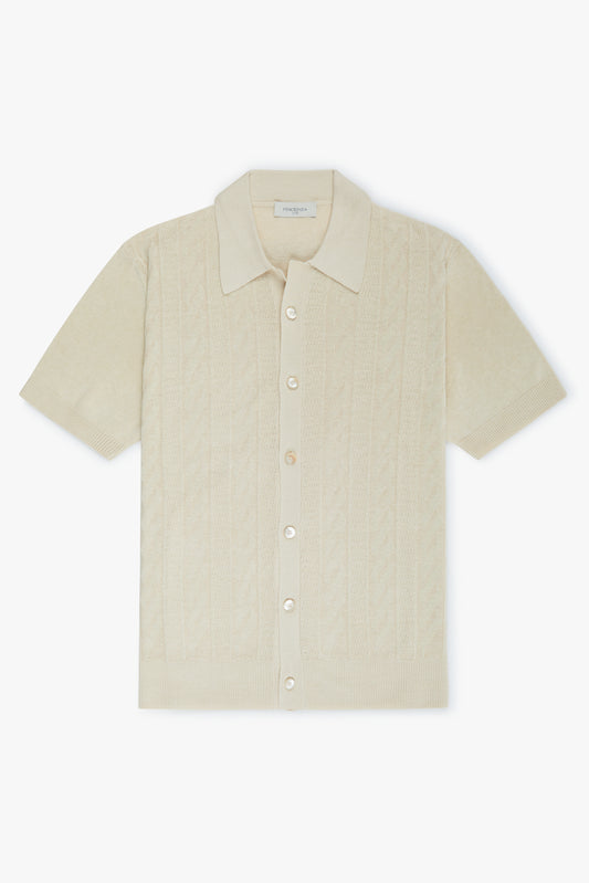 Cream sand and wave short sleeve shirt