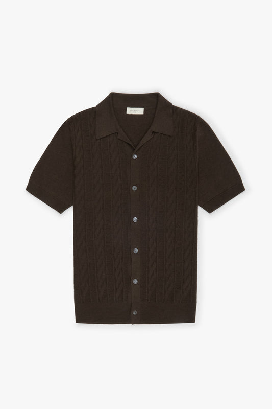 Brown sand and wave short sleeve shirt