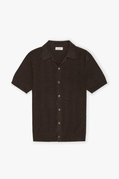 Brown sand and wave short sleeve shirt
