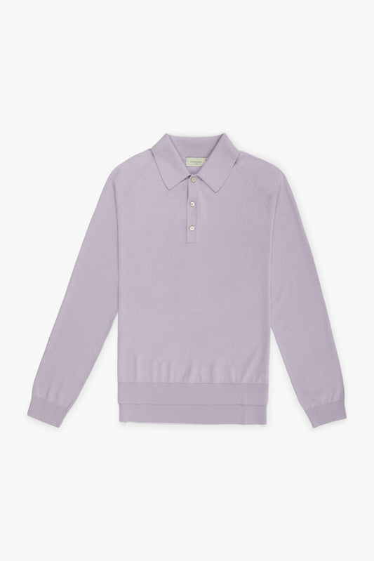 Lilac long-sleeved polo shirt