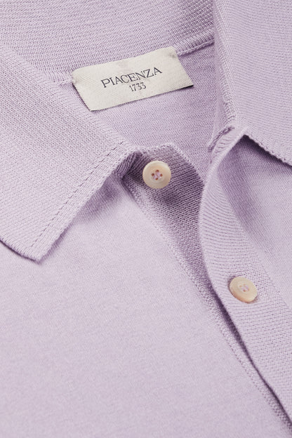 Lilac long-sleeved polo shirt