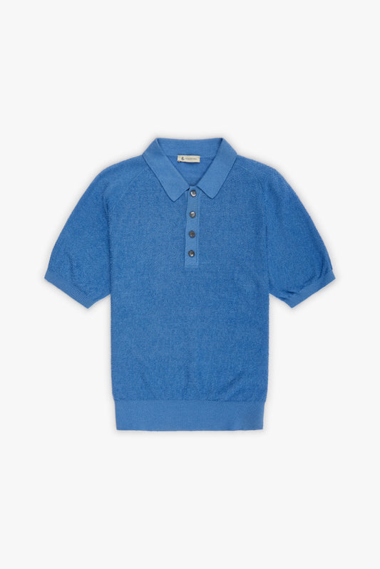 Baby blue terrycloth polo shirt