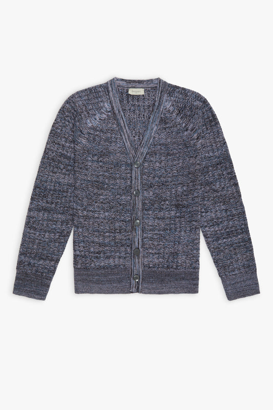 Cardigan with lilac and blue moulinè buttons
