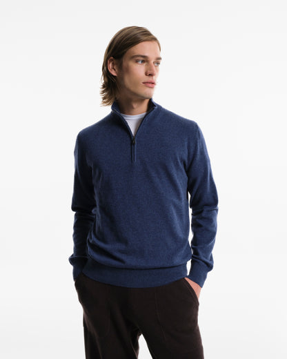 Zip turtleneck in pure air force cashmere