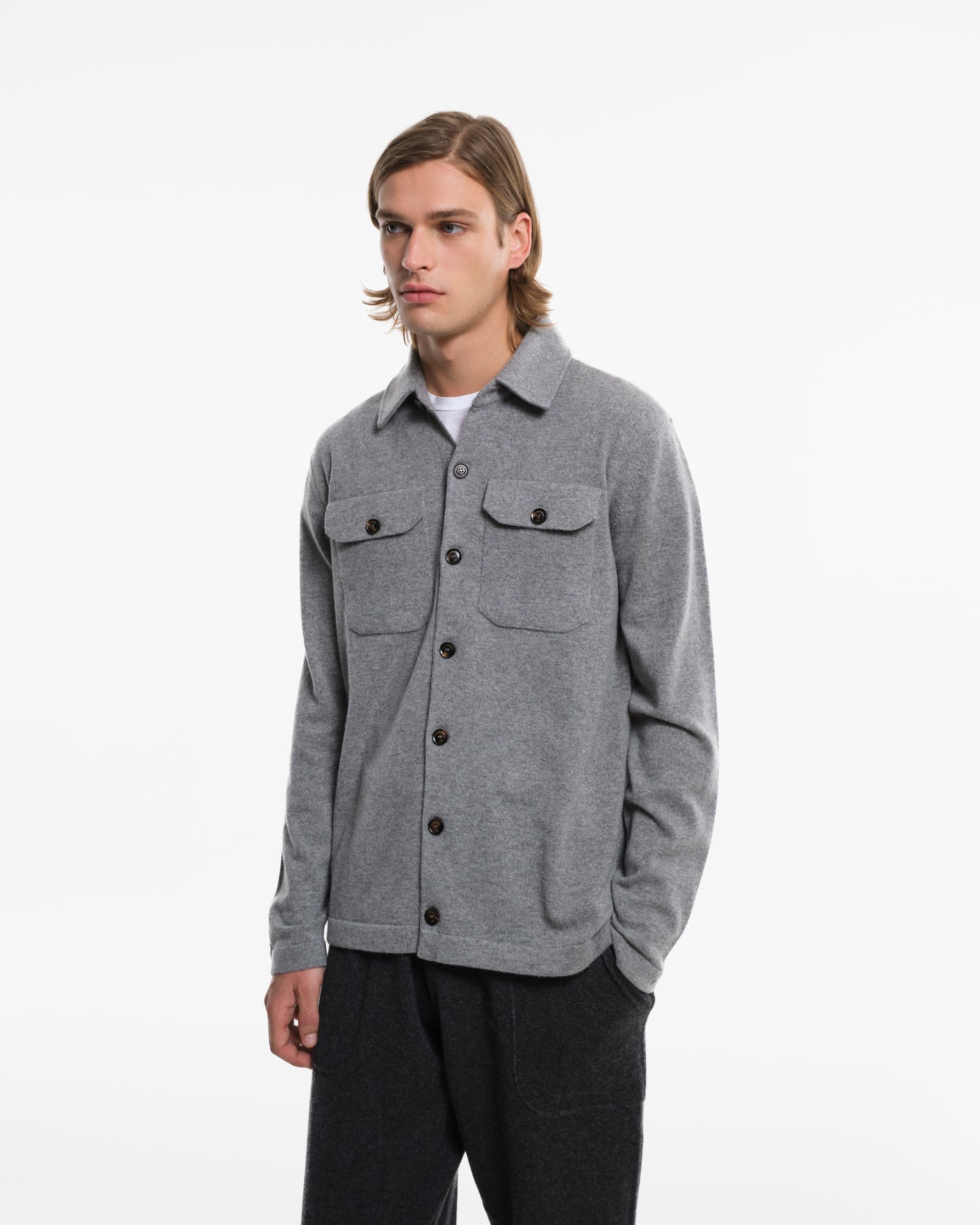 Gray Cashmere shirt jacket