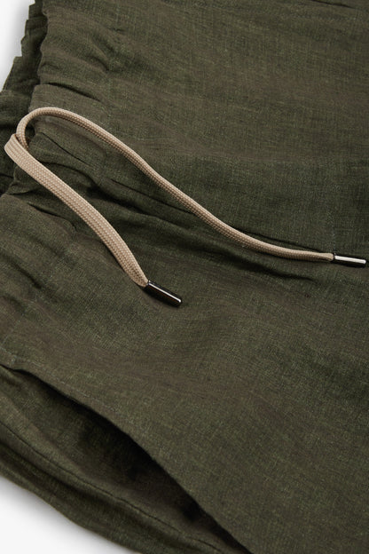 Green linen Bermuda shorts