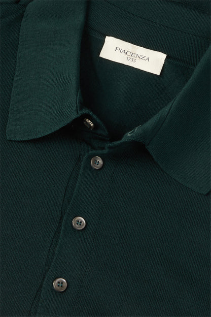 Dark green super fine merino wool polo shirt