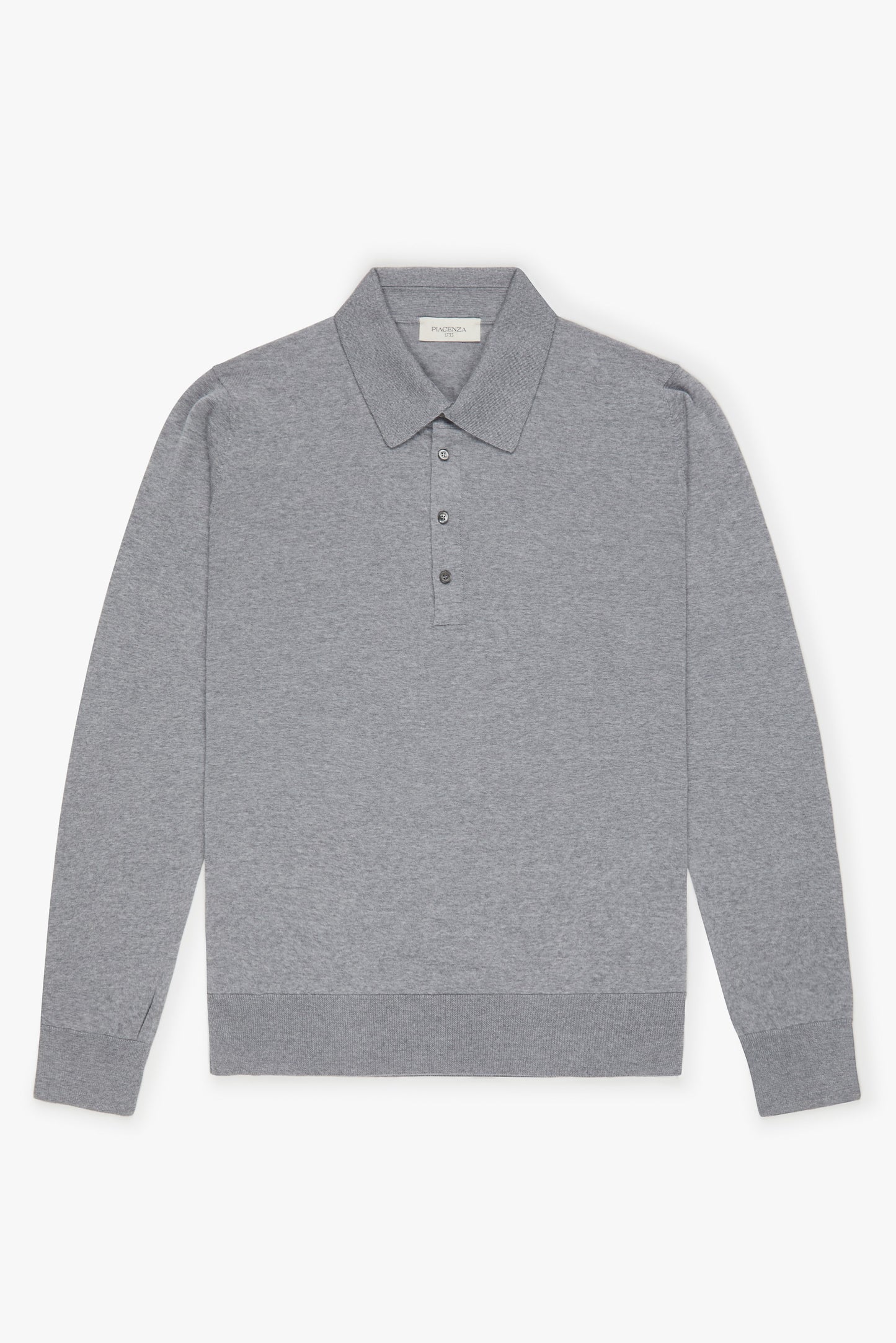 Light gray super fine merino wool polo shirt