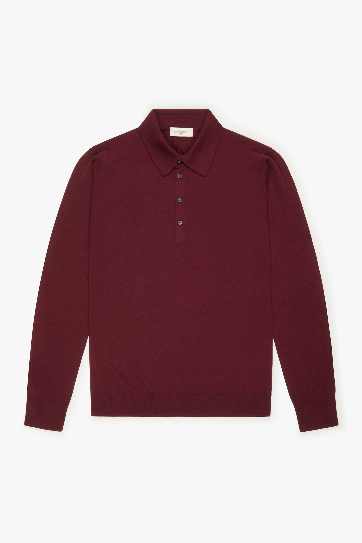 Burgundy super fine merino wool polo shirt
