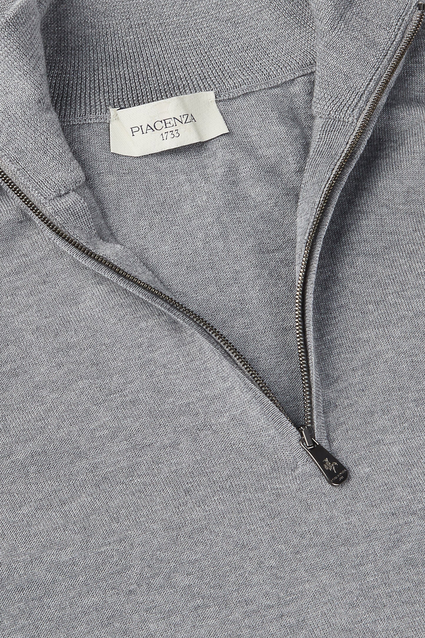 Zip turtleneck in super fine light gray merino wool