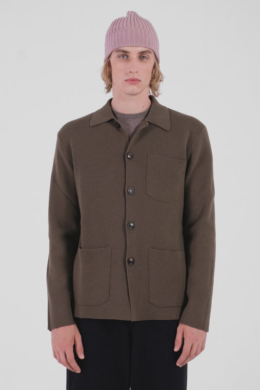 Shirt with olive green pocket