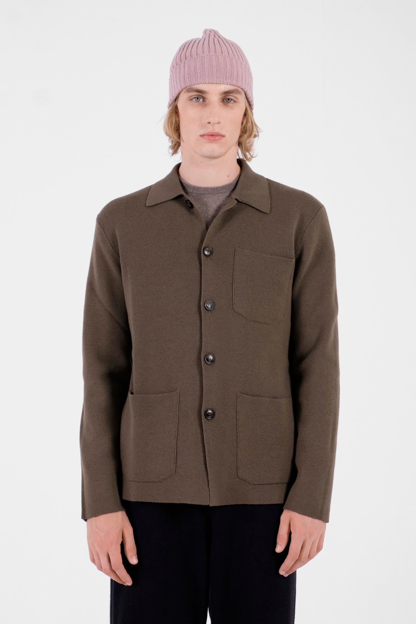 Shirt with olive green pocket
