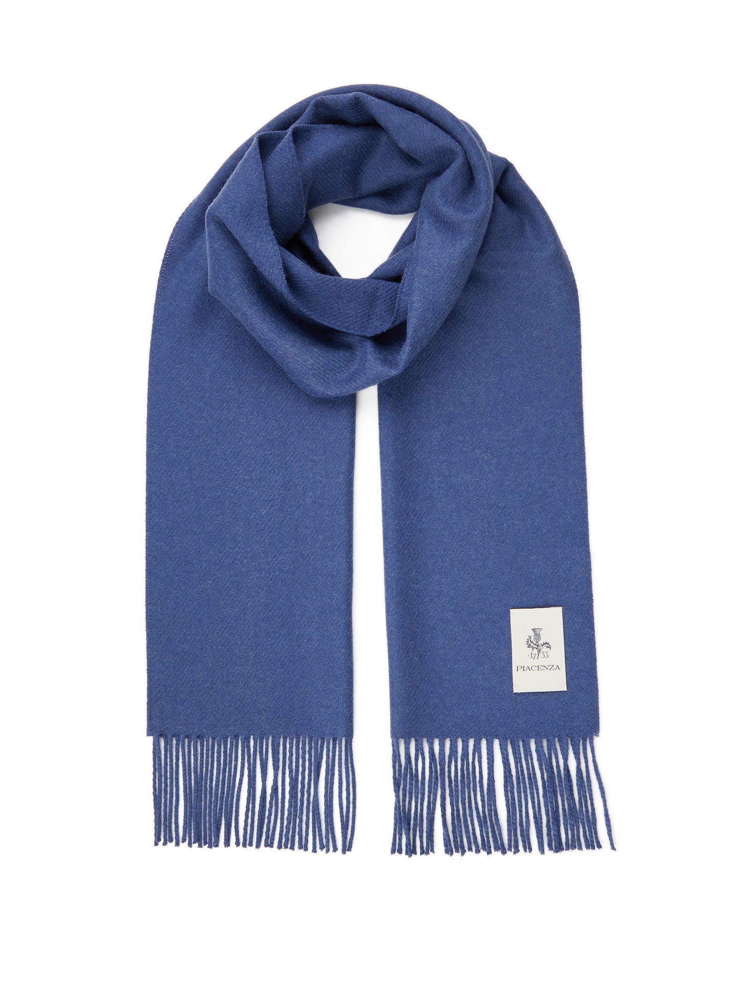 California scarf with fringes in light blue Baby Camel – Piacenza Cashmere