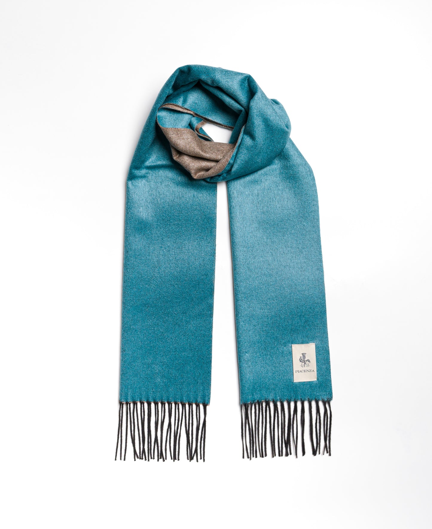 MIRROR - Two-tone Turquoise / Beige Cashmere / Silk Scarf