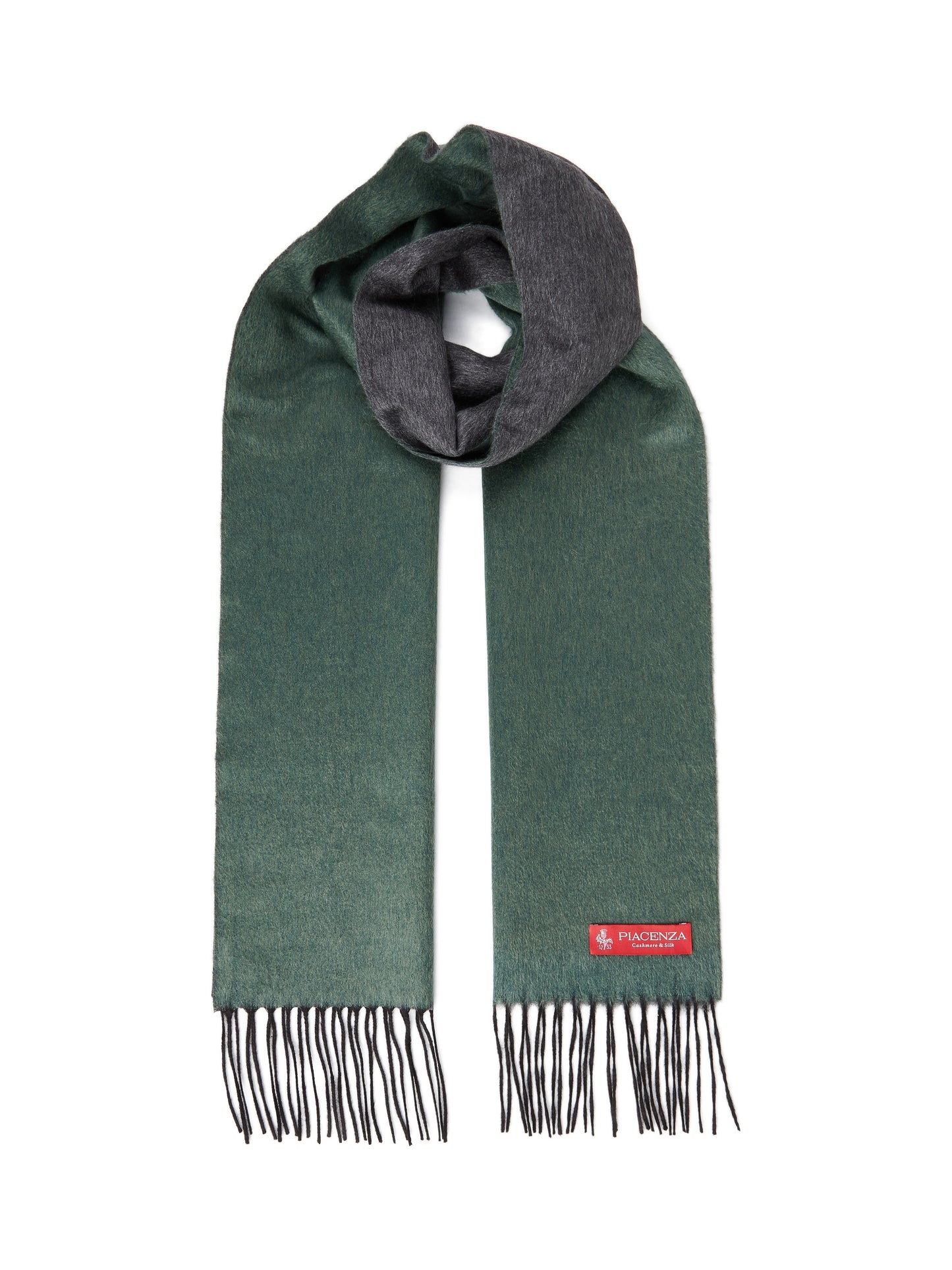 MIRROR - Gray green two-tone silk cashmere scarf
