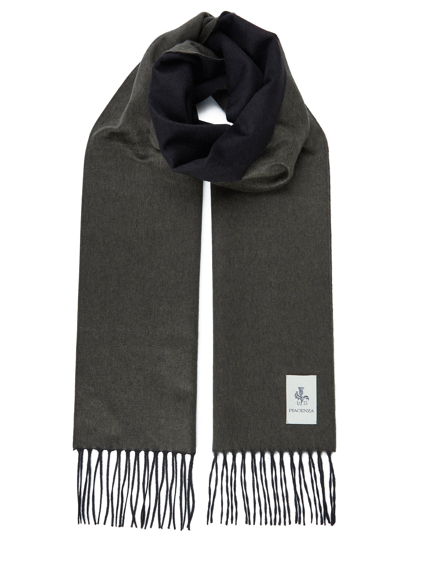 MIRROR - Two-tone gray and black cashmere silk scarf