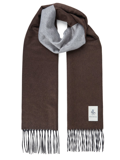 MIRROR - Gray brown two-tone silk cashmere scarf