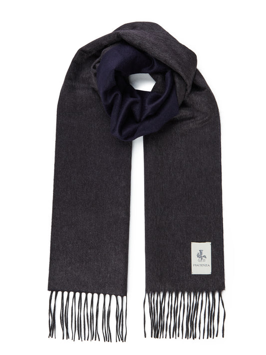 MIRROR - Blue gray two-tone silk cashmere scarf