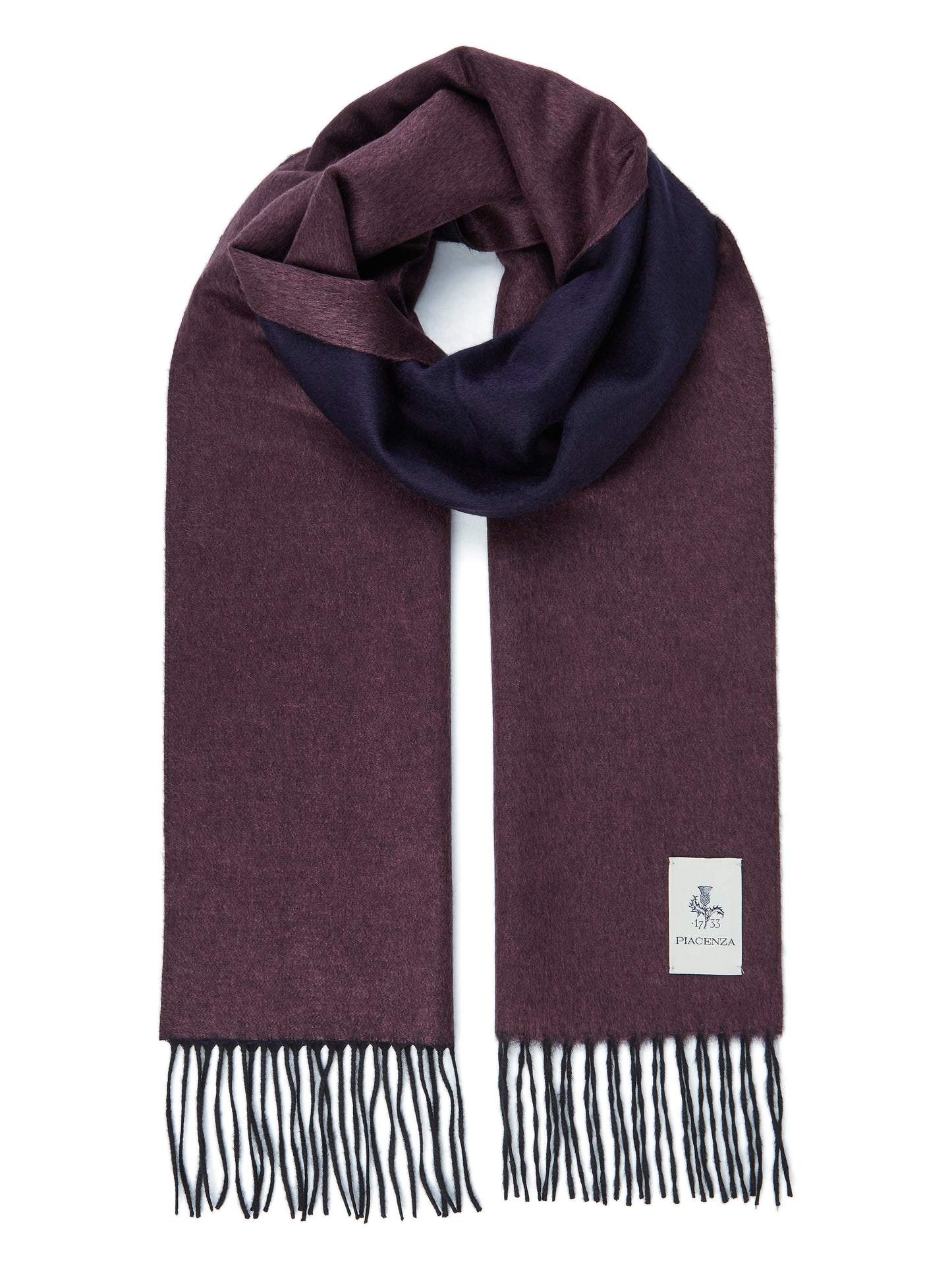 MIRROR - Two-tone plum silk cashmere scarf