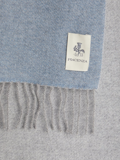 Supreme two-tone blue gray fringed scarf