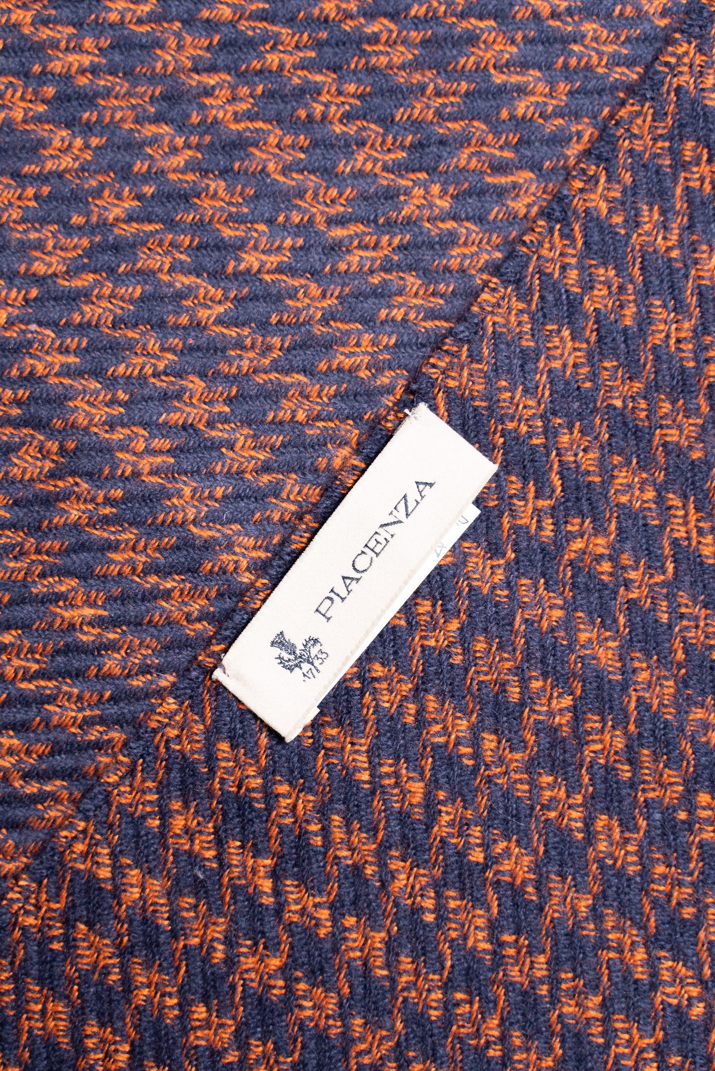Twist houndstooth orange and blue scarf in Cashmere Silk