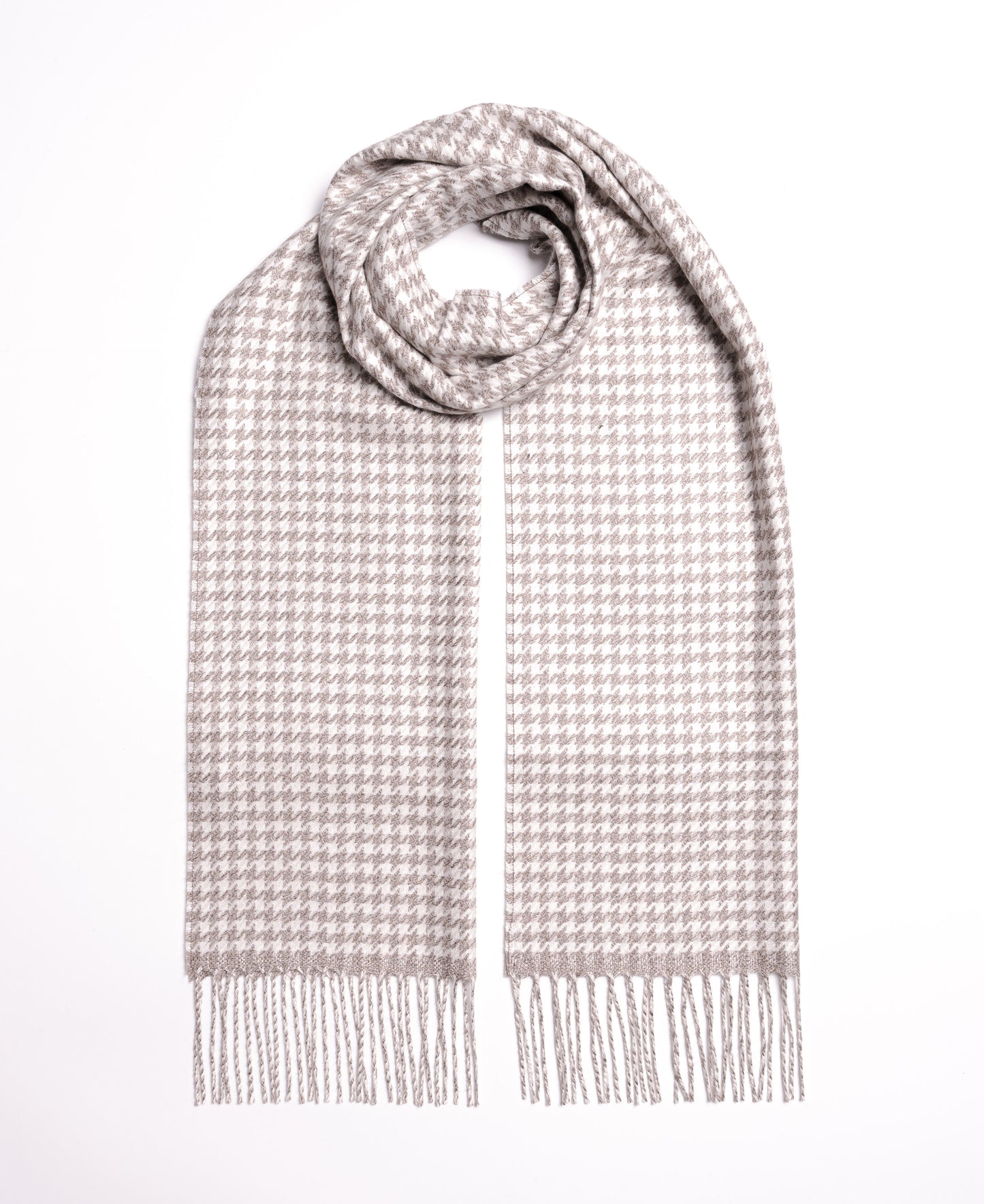 Twist houndstooth beige scarf in Cashmere Silk
