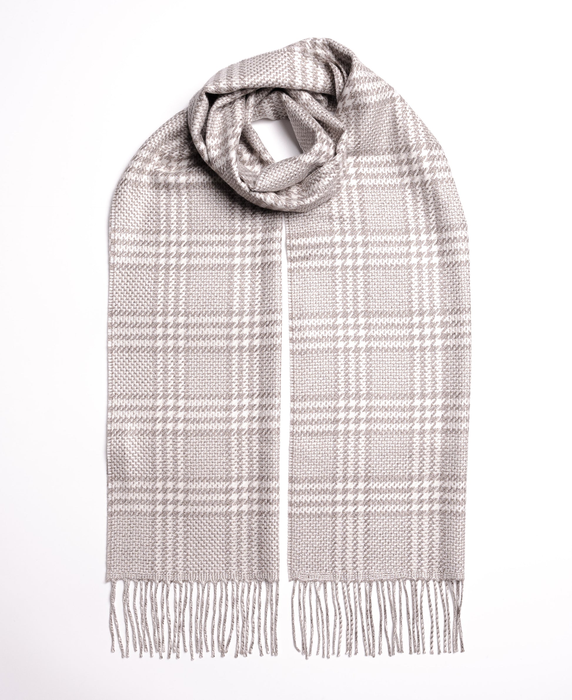 Uras white and beige scarf in Cashmere Silk – Piacenza Cashmere