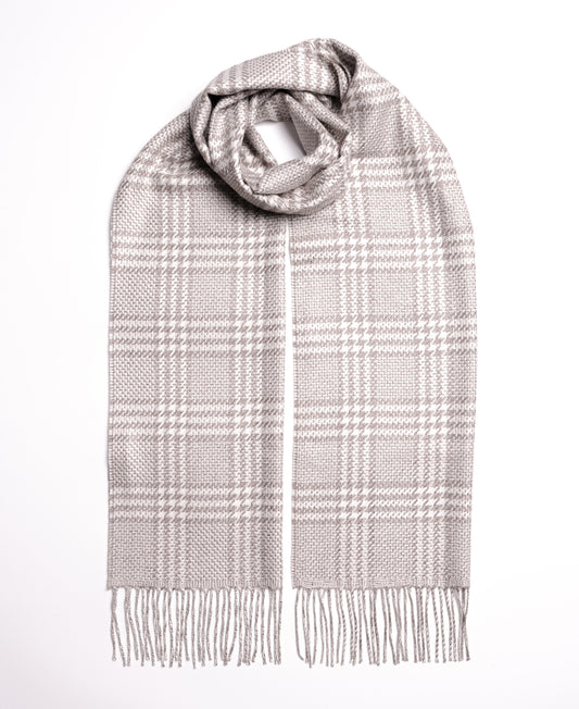Uras white and beige scarf in Cashmere Silk