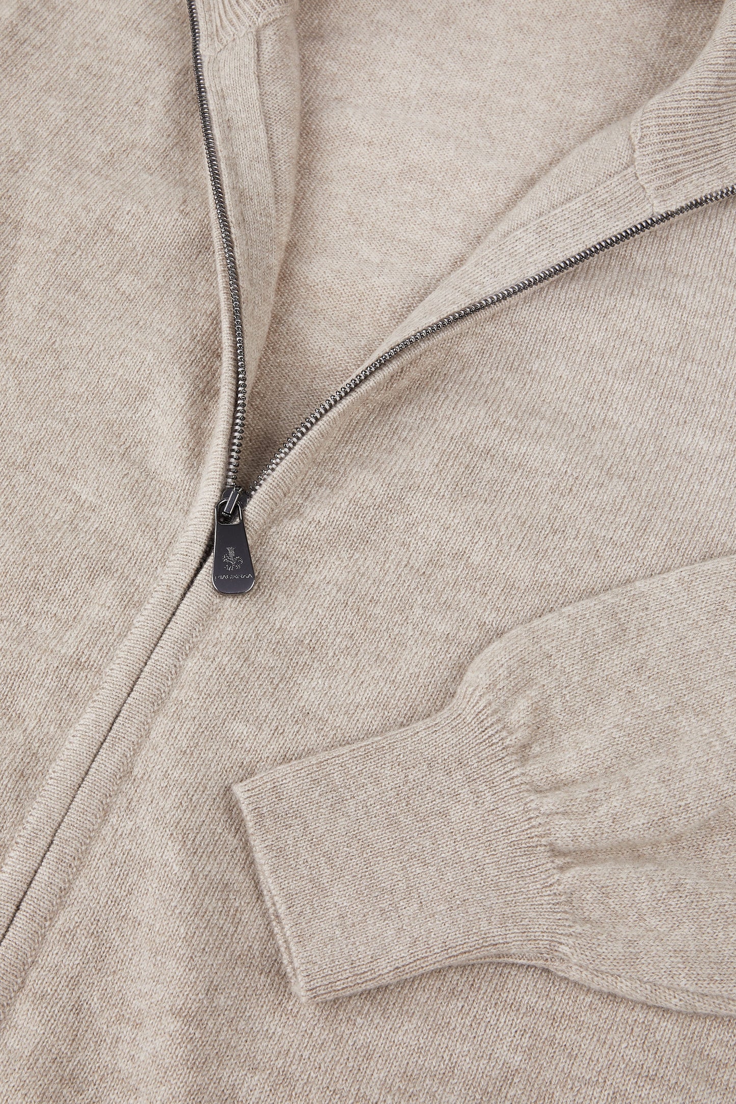 Sand zip cardigan in pure cashmere