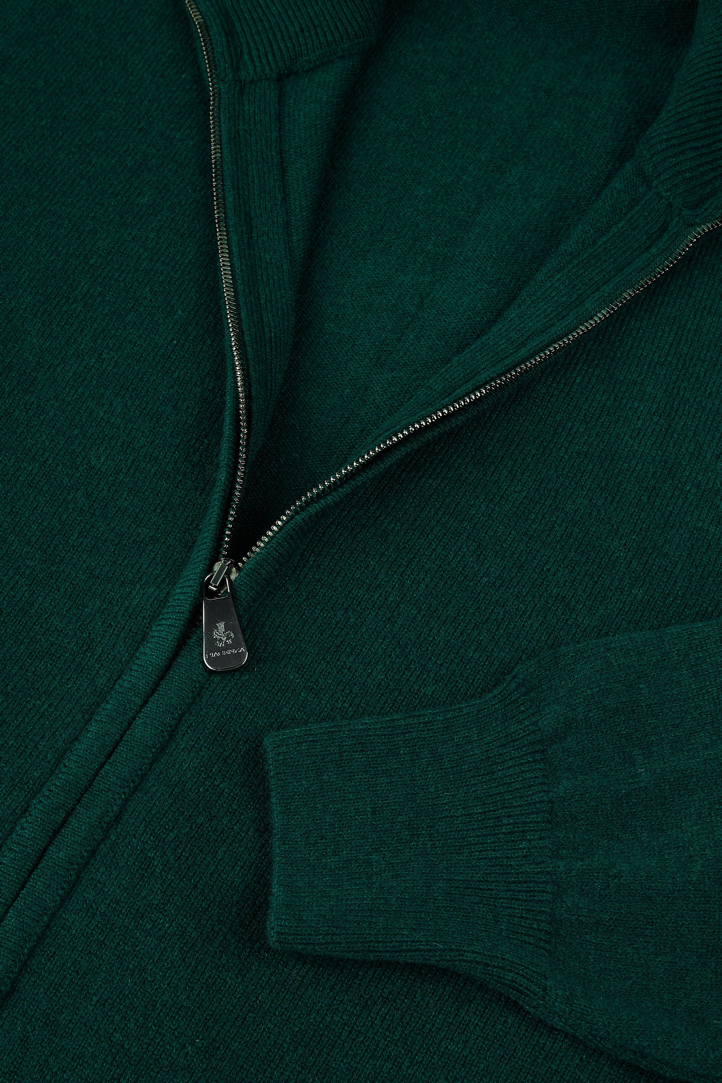 Cardigan con Zip Verde in puro cashmere