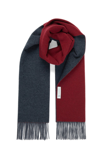 Red and gray Eternity scarf in pure Alashan Cashmere