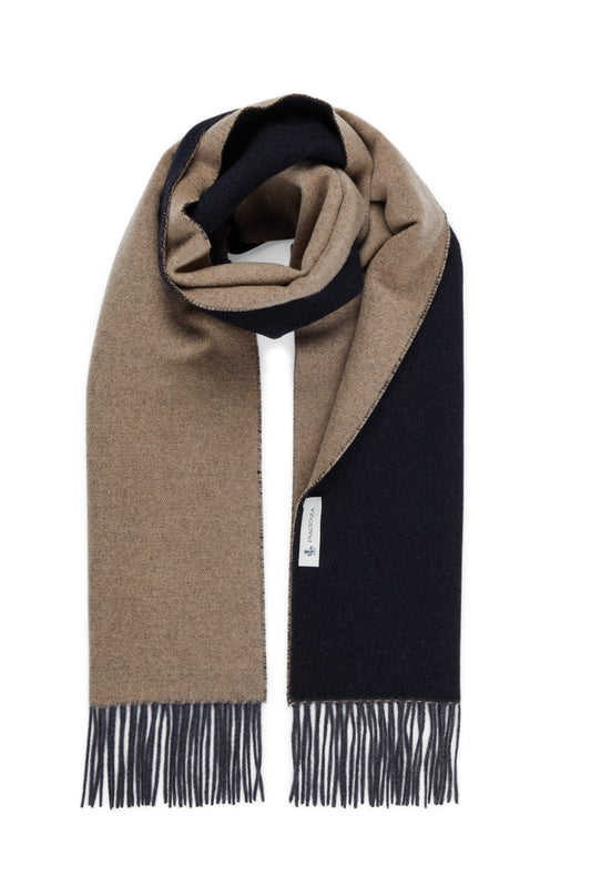Eternity beige and black scarf in pure Alashan Cashmere