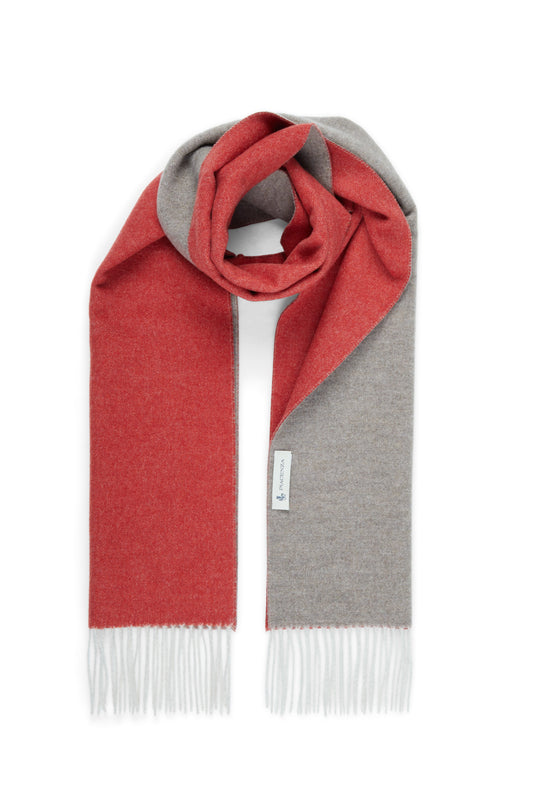 Red and gray Eternity scarf in pure Alashan Cashmere
