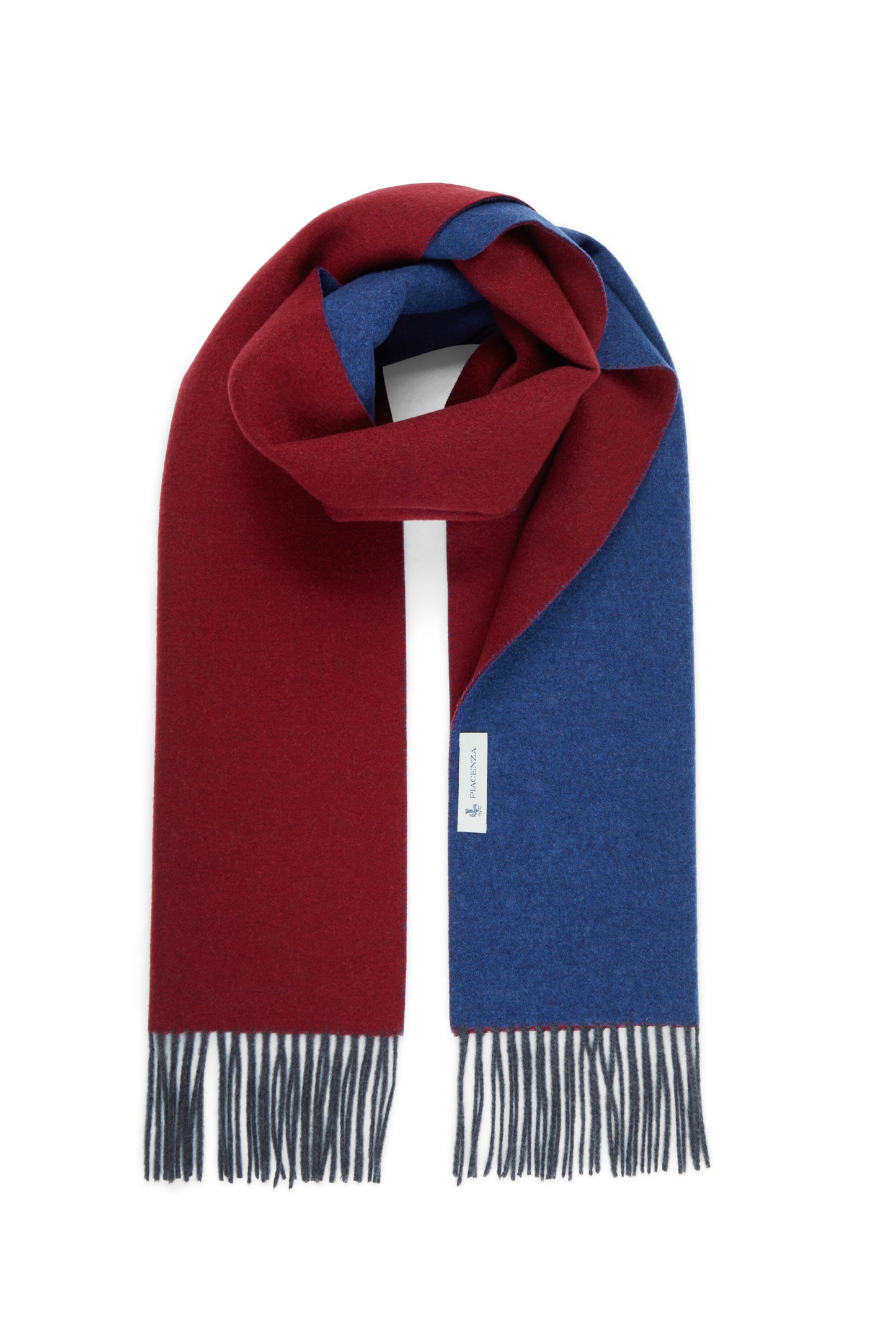 Red and blue Eternity scarf in pure Alashan Cashmere