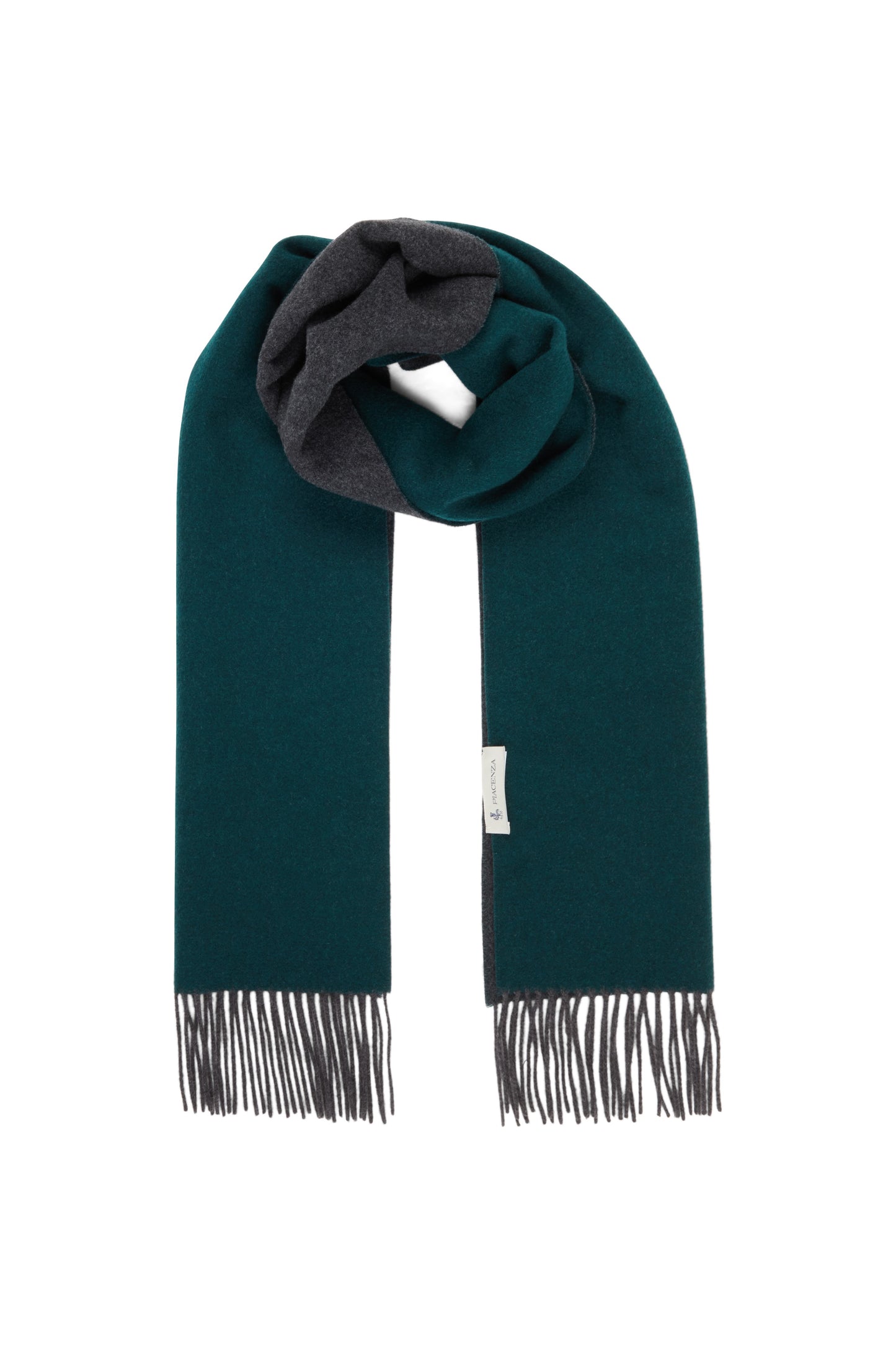 Green and gray Eternity scarf in pure Alashan Cashmere