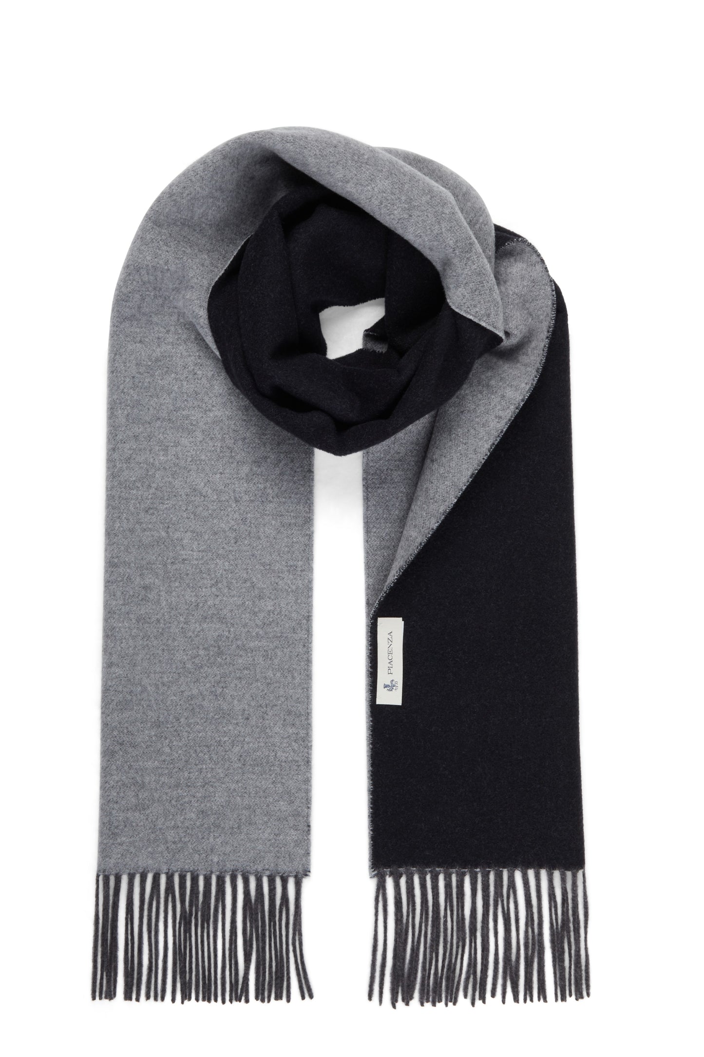 Gray and black Eternity scarf in pure Alashan Cashmere