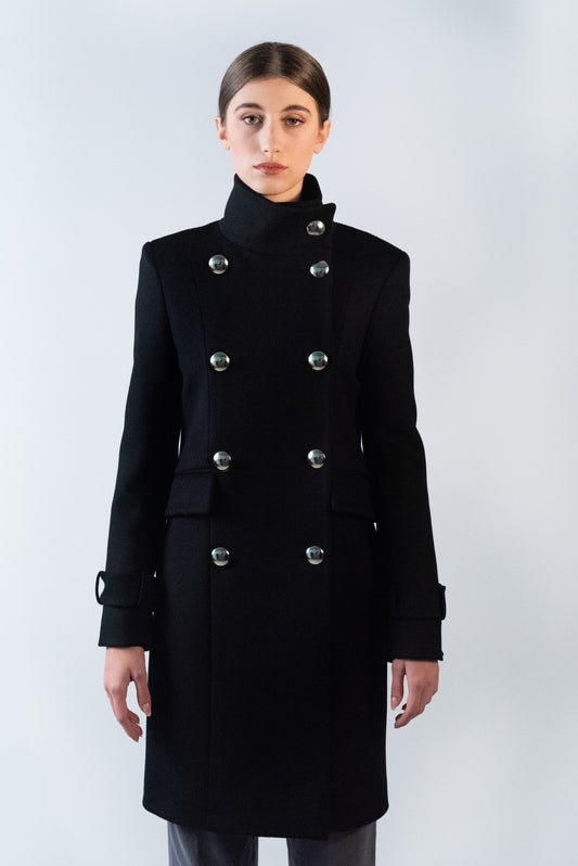 cappotto doppiopetto nero in lana cashmere