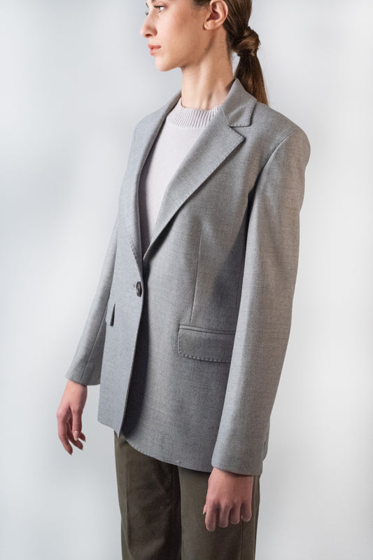 pearl gray single-breasted jacket