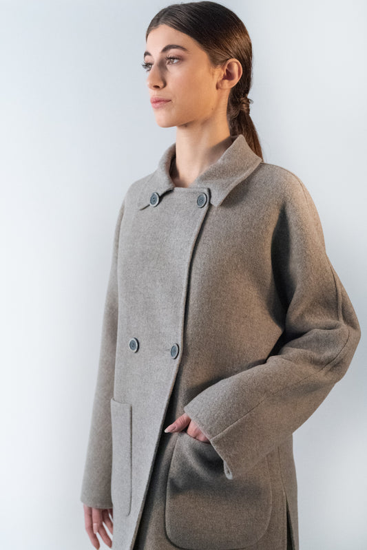 dove gray cashmere double coat