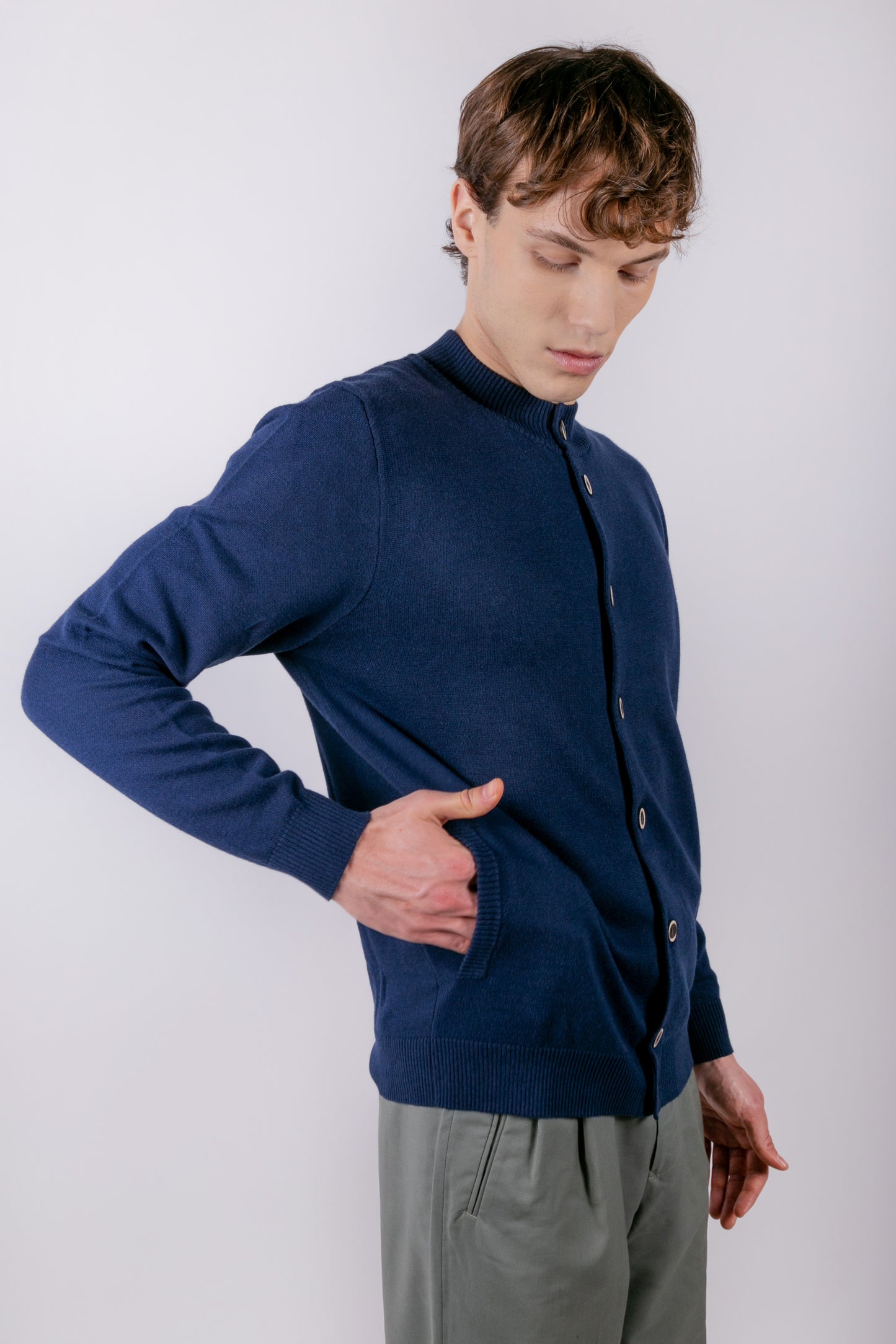 Blue cotton jacket with buttons