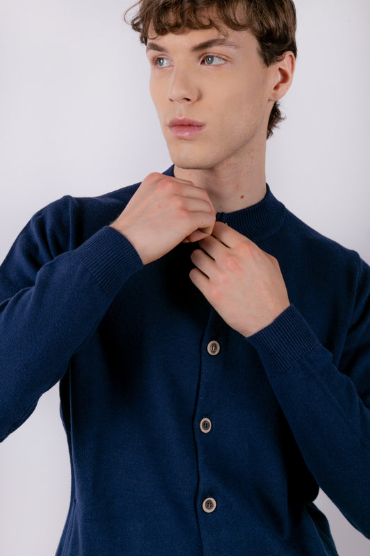 Blue cotton jacket with buttons