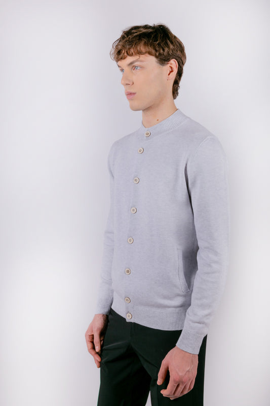 Gray jacket in white cotton with buttons